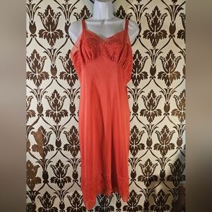 Vtg.Rogers 60s Flamingo Pink Women's 38 Avg. Sexy Lace Dress Slip Lingerie Nylon